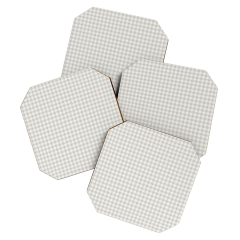 Colour Poems Gingham Plaid Pattern Cloud White Coaster Set