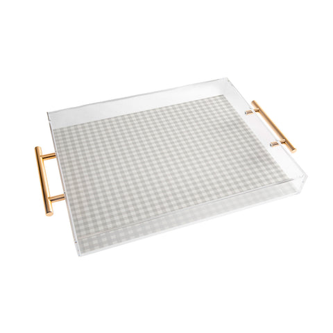 Colour Poems Gingham Plaid Pattern Cloud White Acrylic Tray