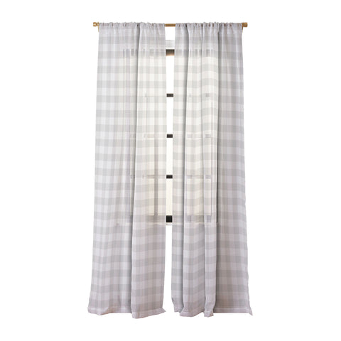 Colour Poems Gingham Plaid Pattern Cloud White Sheer Window Curtain