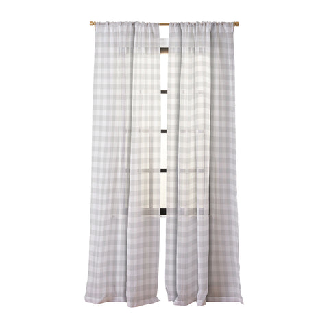 Colour Poems Gingham Plaid Pattern Cloud White Sheer Non Repeat