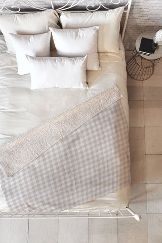 Colour Poems Gingham Plaid Pattern Cloud White Fleece Throw Blanket