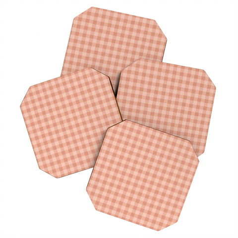 Colour Poems Gingham Rose Coaster Set