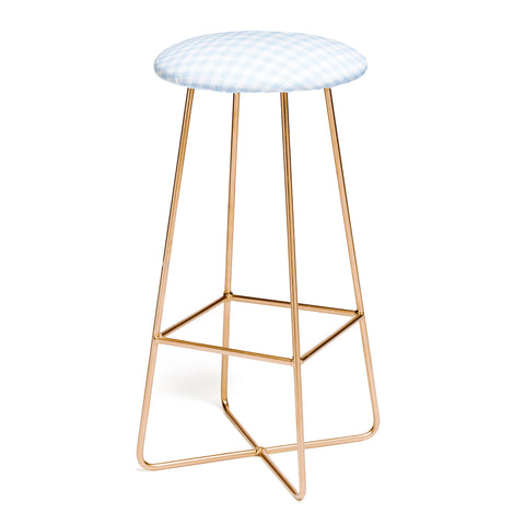 Colour Poems Gingham Sky Blue Bar Stool