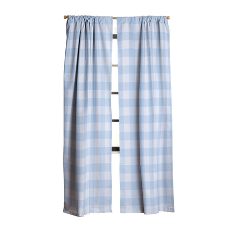 Colour Poems Gingham Sky Blue Blackout Window Curtain