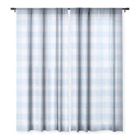 Colour Poems Gingham Sky Blue Sheer Window Curtain