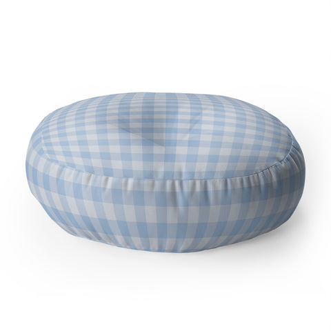 Colour Poems Gingham Sky Blue Floor Pillow Round
