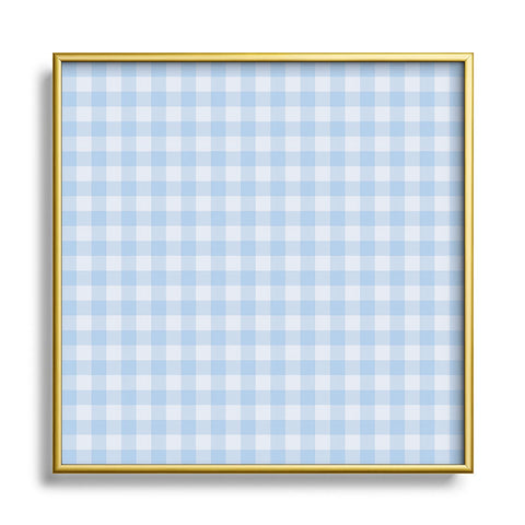 Colour Poems Gingham Sky Blue Square Metal Framed Art Print