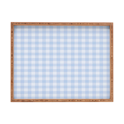 Colour Poems Gingham Sky Blue Rectangular Tray