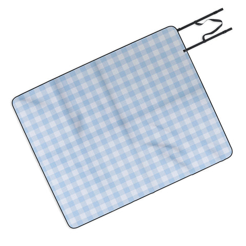 Colour Poems Gingham Sky Blue Picnic Blanket