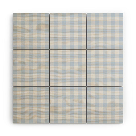 Colour Poems Gingham Sky Blue Wood Wall Mural