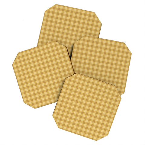 Colour Poems Gingham Straw Coaster Set
