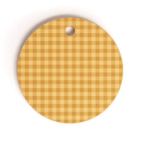 Colour Poems Gingham Straw Cutting Board Round