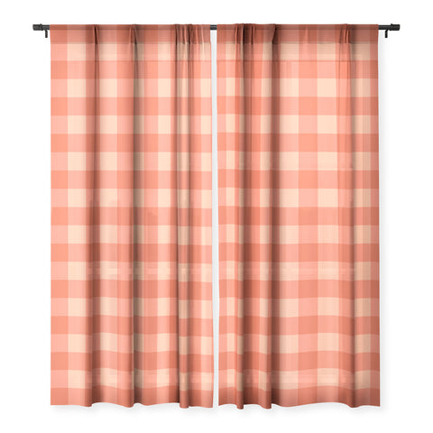 Colour Poems Gingham Strawberry Sheer Window Curtain