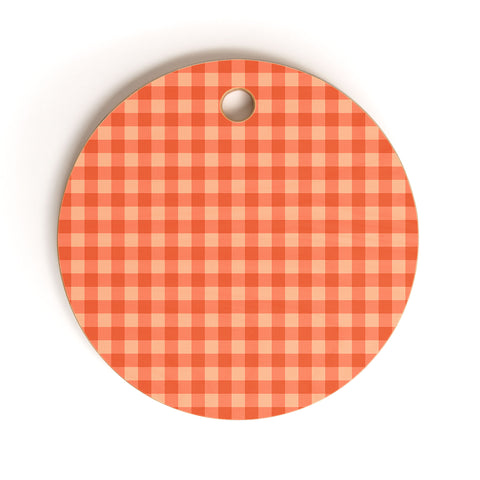 Colour Poems Gingham Strawberry Cutting Board Round
