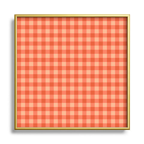 Colour Poems Gingham Strawberry Square Metal Framed Art Print