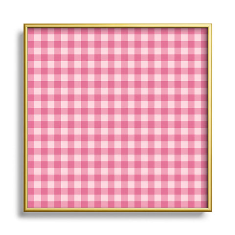 Colour Poems Gingham Tulip Square Metal Framed Art Print