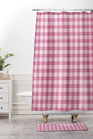 Colour Poems Gingham Tulip Shower Curtain And Mat