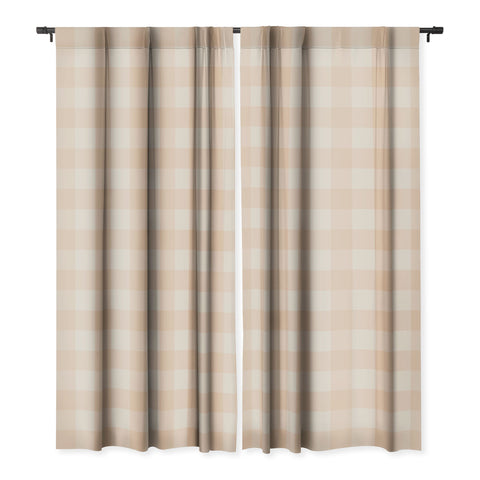 Colour Poems Gingham Warm Neutral Blackout Window Curtain