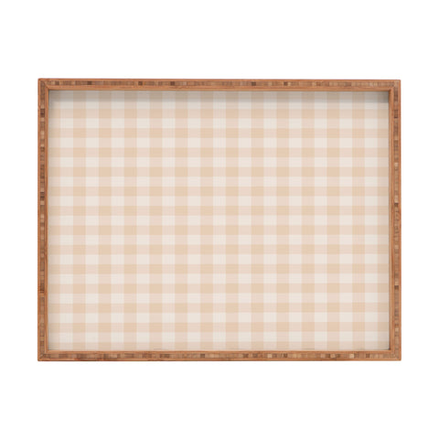 Colour Poems Gingham Warm Neutral Rectangular Tray