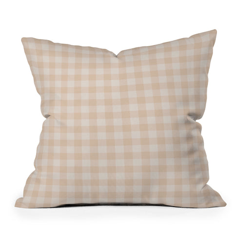 Colour Poems Gingham Warm Neutral Outdoor Throw Pillow