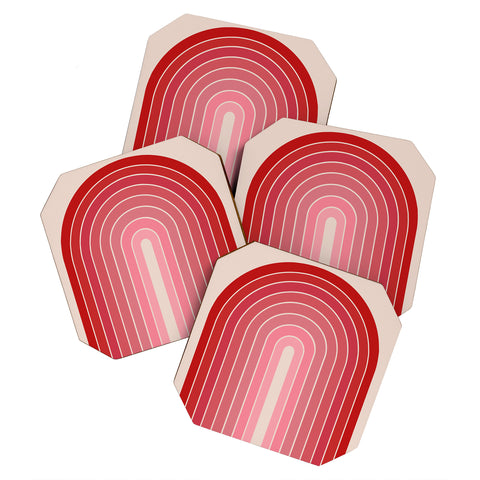 Colour Poems Gradient Arch Pink Red Tones Coaster Set
