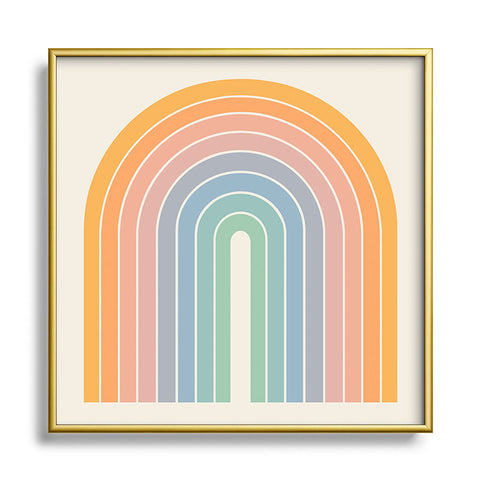 Colour Poems Gradient Arch Rainbow III Square Metal Framed Art Print