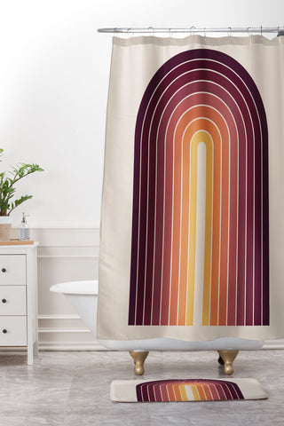 Colour Poems Gradient Arch Sunset II Shower Curtain And Mat
