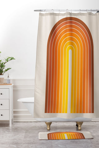 Colour Poems Gradient Arch Sunset Shower Curtain And Mat