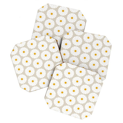 colour poems II Minimal Botanical Pattern Daisy Coaster Set