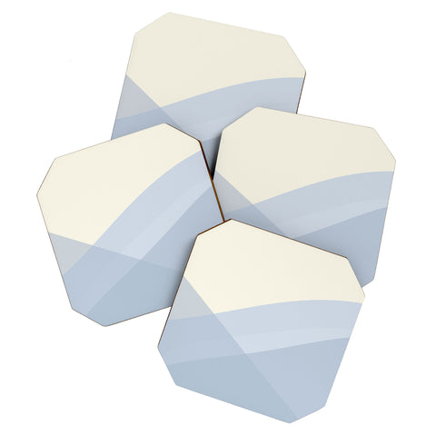 colour poems II Minimal Waves of Blue Coaster Set