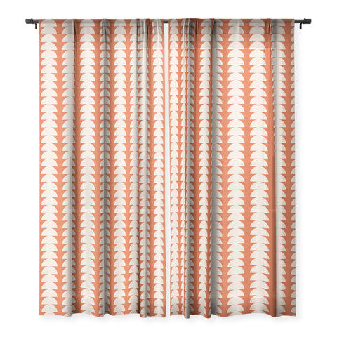 Colour Poems Maude Pattern Vintage Orange Sheer Window Curtain