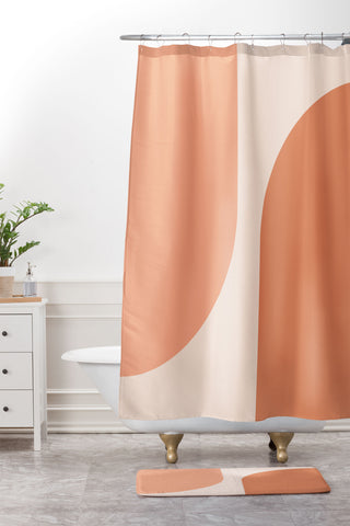 Colour Poems Minimal Arches Peach Fuzz Shower Curtain And Mat