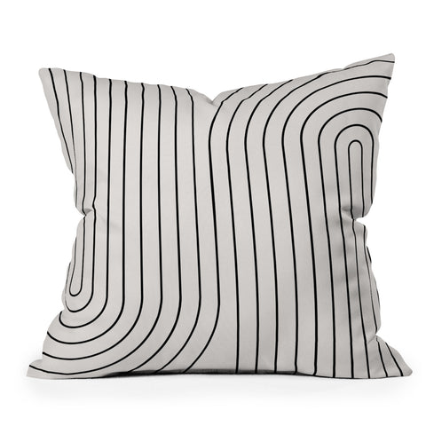Colour Poems Minimal Line Curvature Black and White Outdoor Throw Pillow