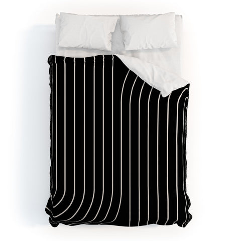 Colour Poems Minimal Line Curvature Black Duvet Cover