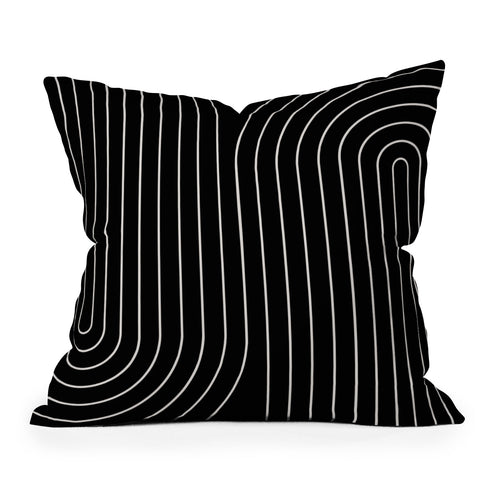 Colour Poems Minimal Line Curvature Black Outdoor Throw Pillow