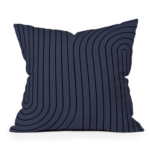 Colour Poems Minimal Line Curvature Blue Outdoor Throw Pillow