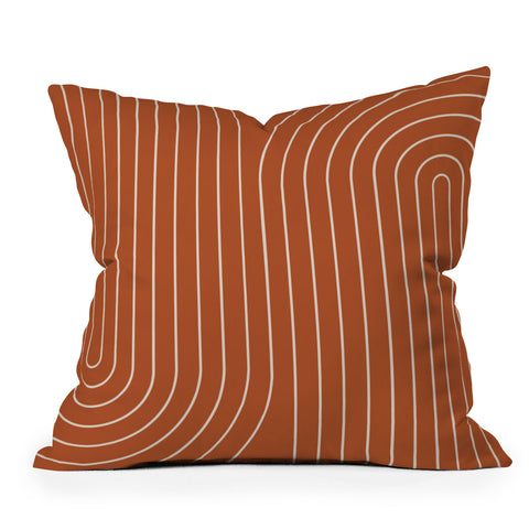 Colour Poems Minimal Line Curvature Coral Outdoor Throw Pillow