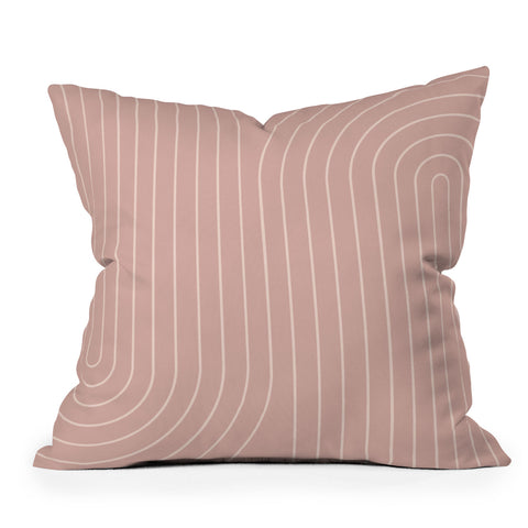 Colour Poems Minimal Line Curvature Pink Outdoor Throw Pillow
