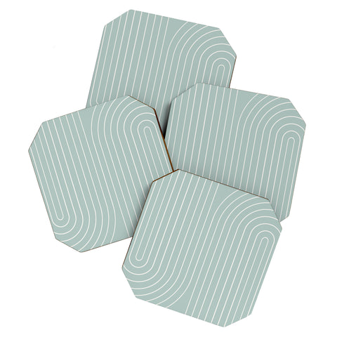 Colour Poems Minimal Line Curvature Sage Coaster Set