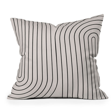 Colour Poems Minimal Line Curvature White Outdoor Throw Pillow