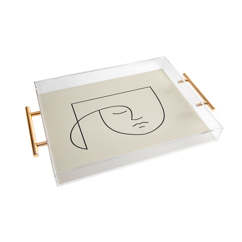 Colour Poems Minimal Line Portrait White Acrylic Tray