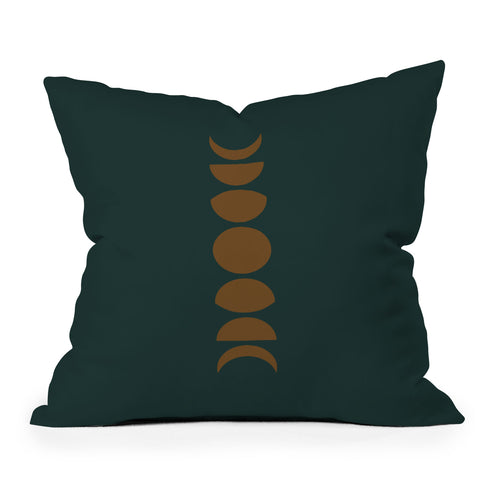 Colour Poems Minimal Moon Phases Green Outdoor Throw Pillow
