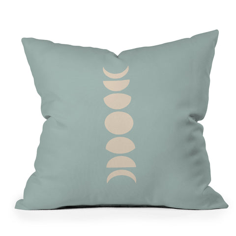Colour Poems Minimal Moon Phases Sage Outdoor Throw Pillow
