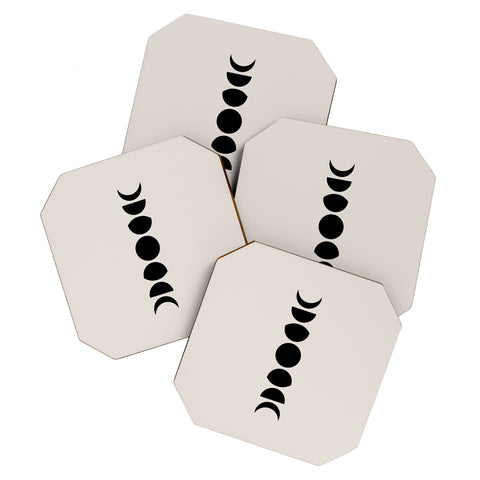 Colour Poems Minimal Moon Phases White Coaster Set