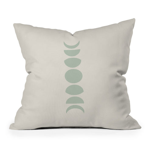 Colour Poems Minimal Moon Phases White Sage Outdoor Throw Pillow