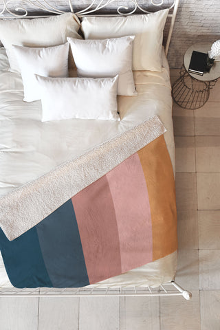 Colour Poems Minimal Retro Stripes Fleece Throw Blanket