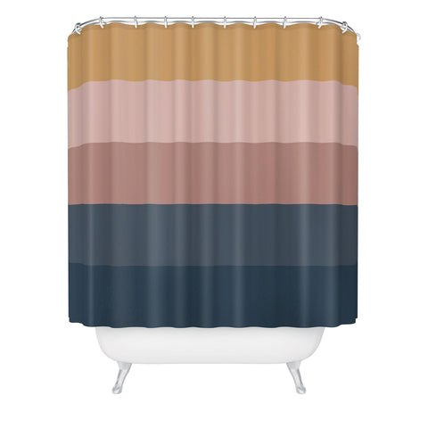 Colour Poems Minimal Retro Stripes Shower Curtain
