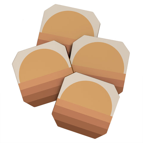 Colour Poems Minimal Retro Sunset Orange Coaster Set