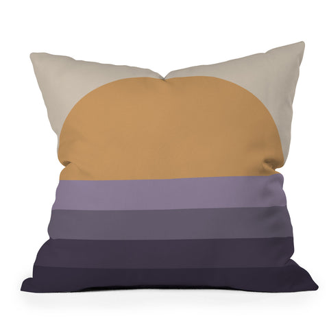 Colour Poems Minimal Retro Sunset Purple Outdoor Throw Pillow