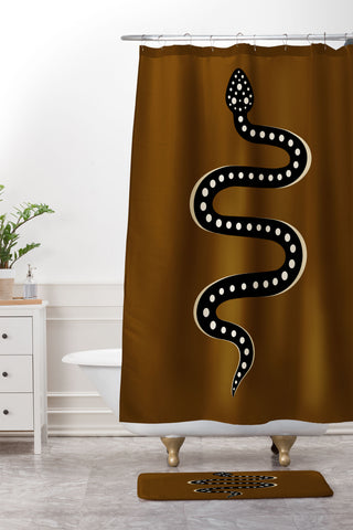 Colour Poems Minimal Snake XXXI Shower Curtain And Mat